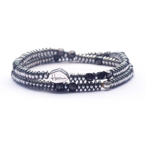 Bracciale Uomo Pietre Dure Ematite Spinello nero Argento 925