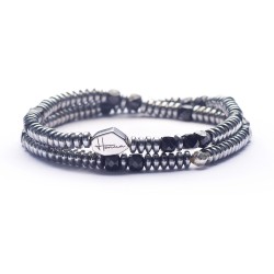 Bracciale Uomo Pietre Dure Ematite Spinello nero Argento 925