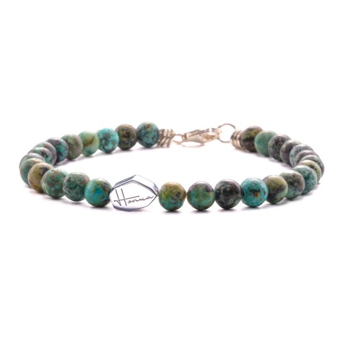BRACCIALE PIETRE dure TURCHESE uomo donna argento