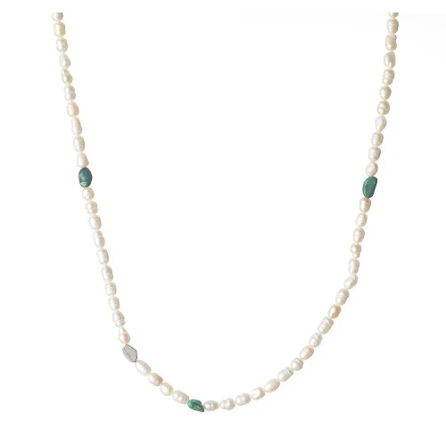 collana perle donna uomo girocollo argento 925%