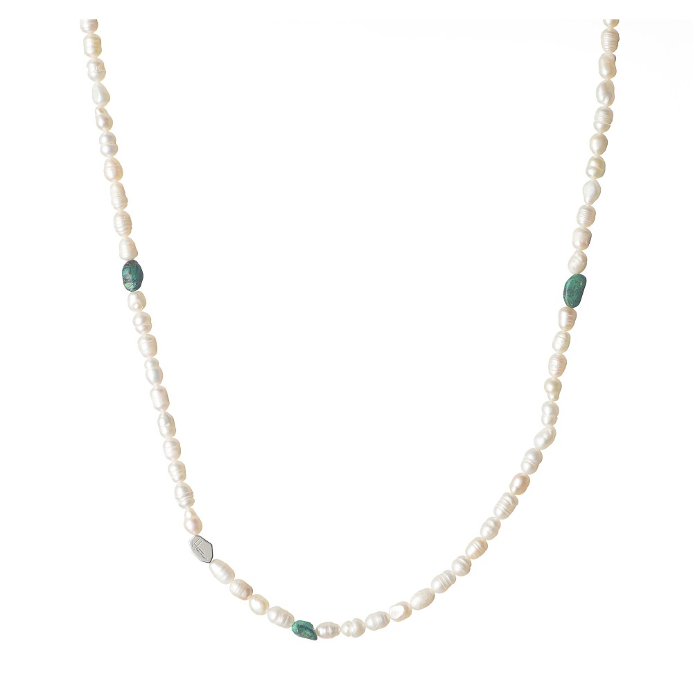 collana perle donna uomo girocollo argento 925%