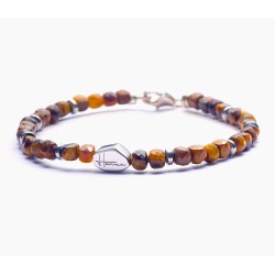 Bracciale Cubi occhio di Tigre Pietre Dure Uomo Donna Argento