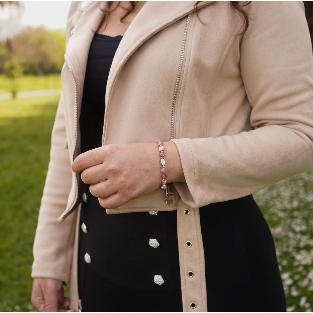 bracciale rodonite rosa pietre