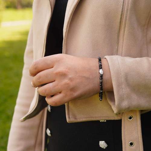 Bracciale Uomo Donna Pietre Dure Spinello Nero e Argento 925 2