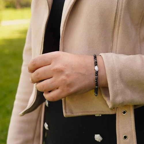 Bracciale Uomo Donna Pietre Dure Spinello Nero e Argento 925 2
