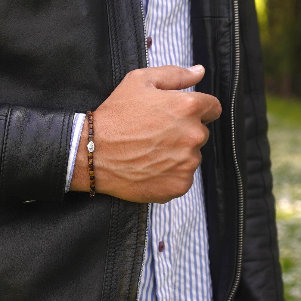 bracciale pietre occhio di tigre heishi