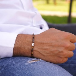 bracciale pietre occhio di tigre heishi