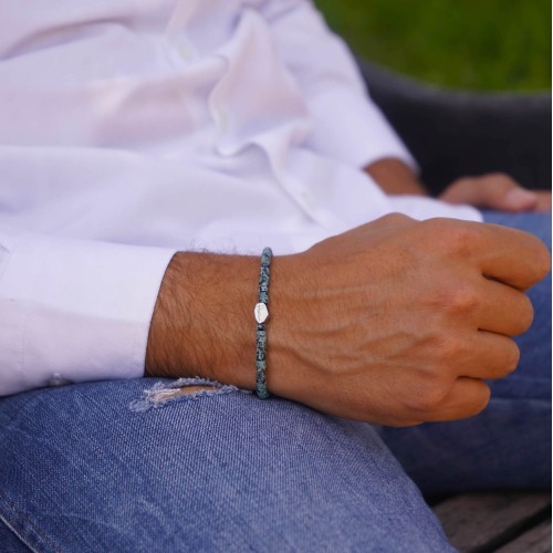 Bracciale Pietre dure Heishi Turchese Africano Naturale Argento 925 2