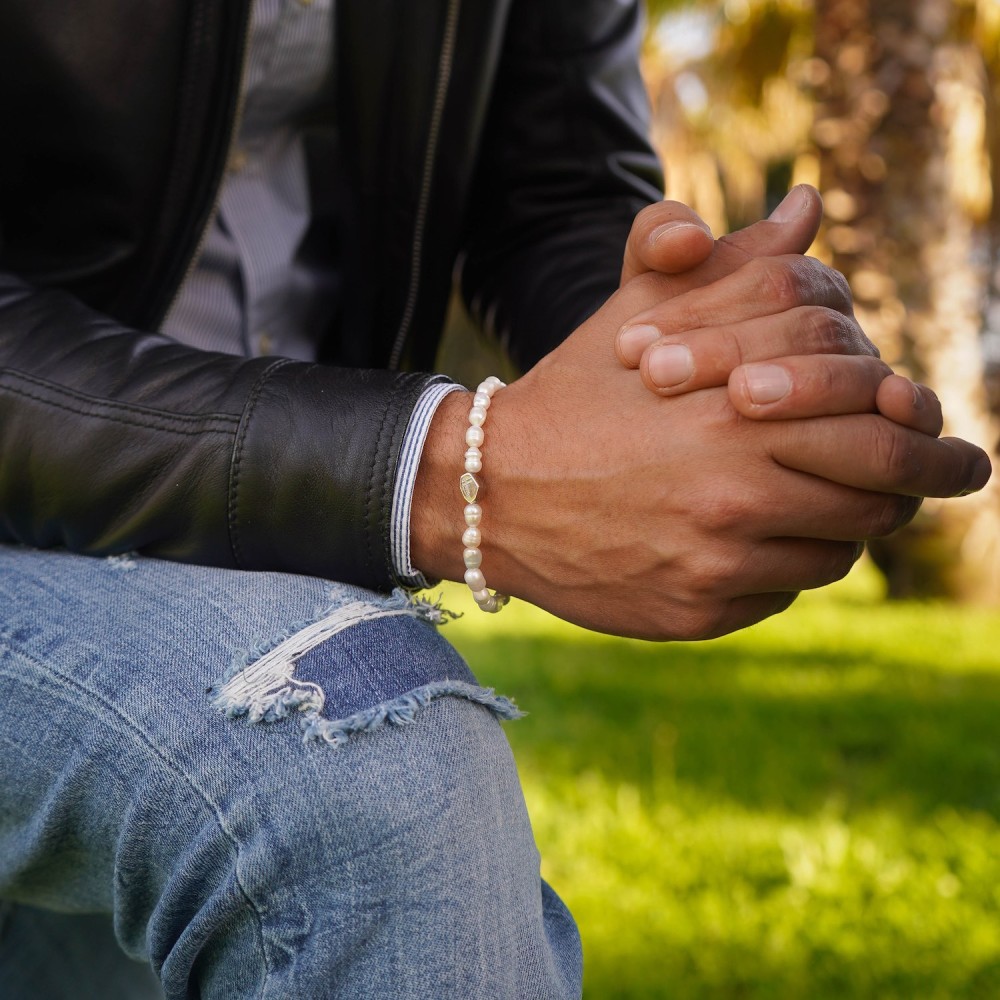bracciale uomo perle e argento