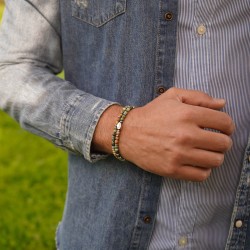 Bracciale Uomo Donna Molla Pietre Perline Palline Turchese Argento 925 - 4