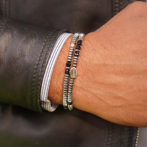 Bracciale Uomo Pietre Dure Ematite Spinello nero Argento 925 2