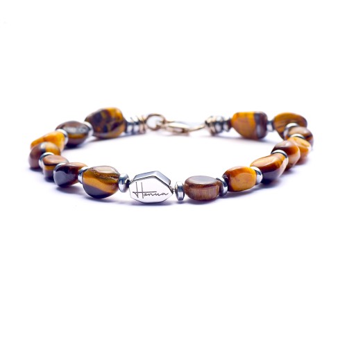 Braccialetto Bracciale Occhio di Tigre Uomo Donna Argento Pietre Dure