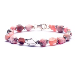 Bracciale Uomo Donna Rodonite Pietre Dure e Argento