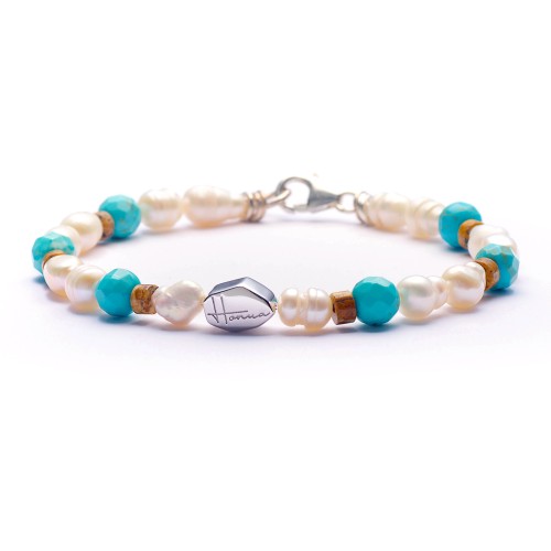 Bracciale pietre perle uomo donna argento 925