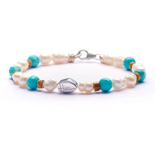 Bracciale pietre perle uomo donna argento 925