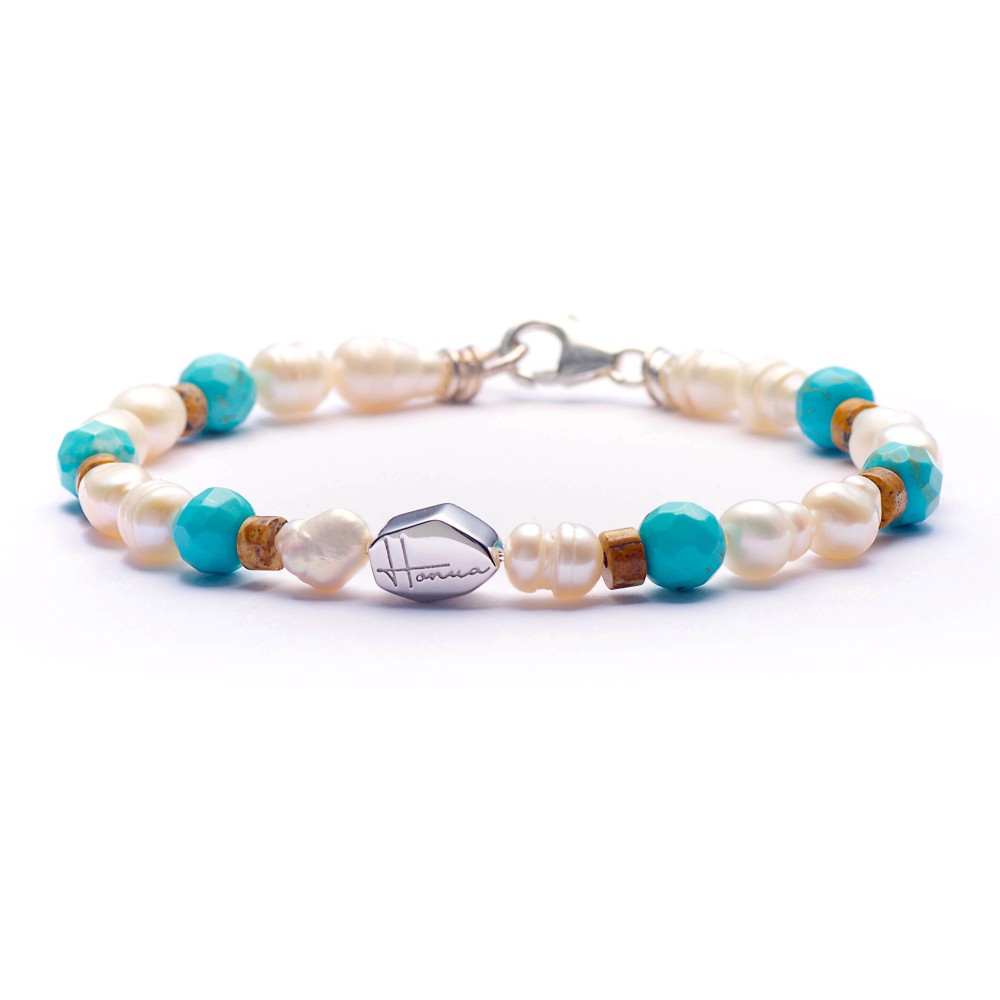 Bracciale pietre perle uomo donna argento 925