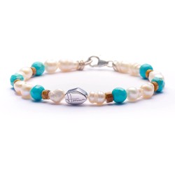 Bracciale pietre perle uomo donna argento 925