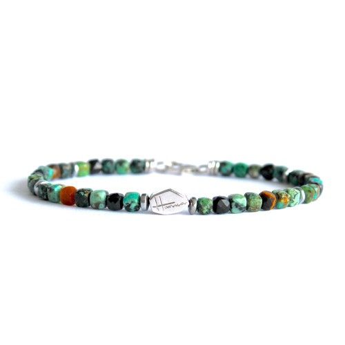 bracciale uomo donna cubo pietre dure argento 925 turchese